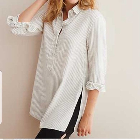 Aerie LS Oxford Striped Blouse - Picture 1 of 8